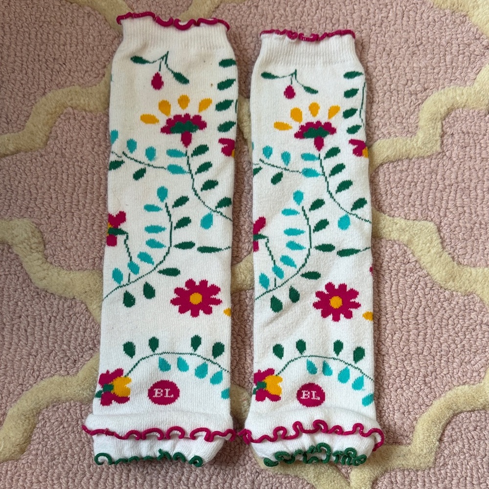 Baby Leg Colorful Floral Socks - White, Pink, Green, Yellow